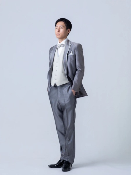 水色ドット柄ベスト