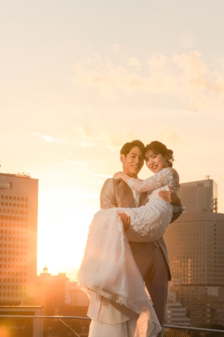 青空も夕景もよくばりに楽しんで　photo by 谷澤明美