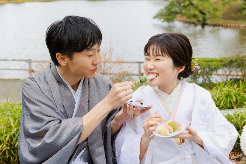 撮影の締めくくりには、お団子