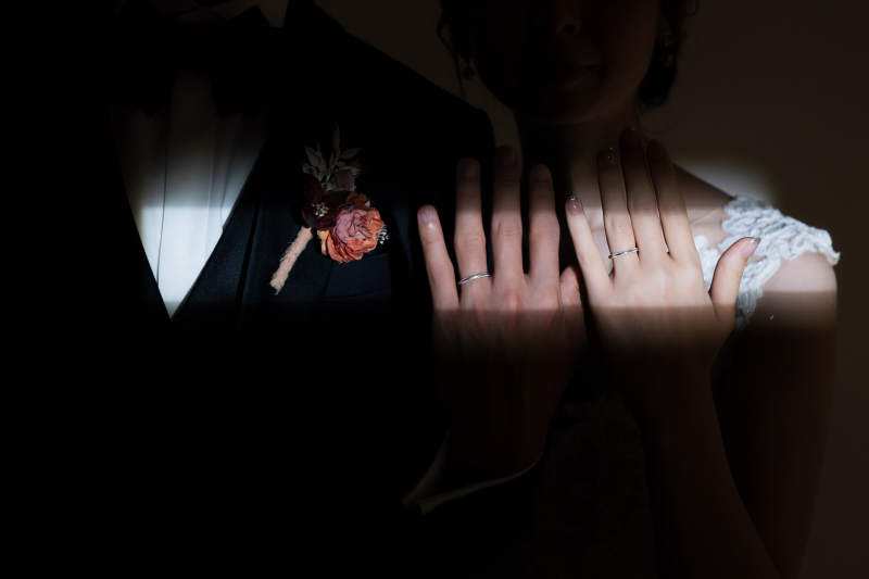 指輪のアップを