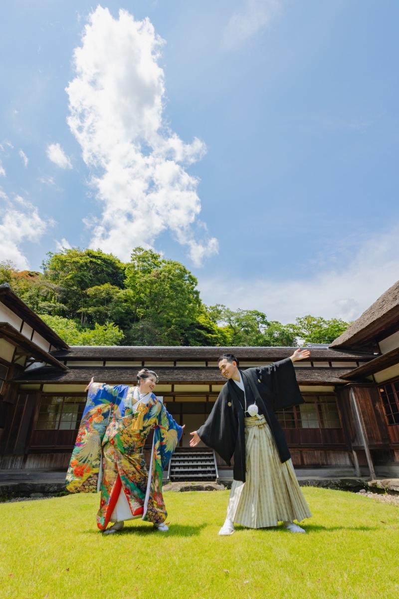 貸切のお茶室のお庭で撮影することもできます!