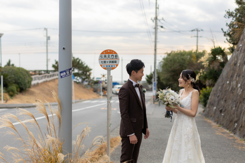 新郎さんの母校前から