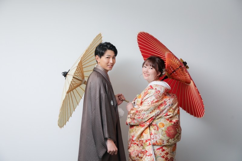 和傘を使って！　2