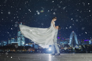 雪降るみなとみらい