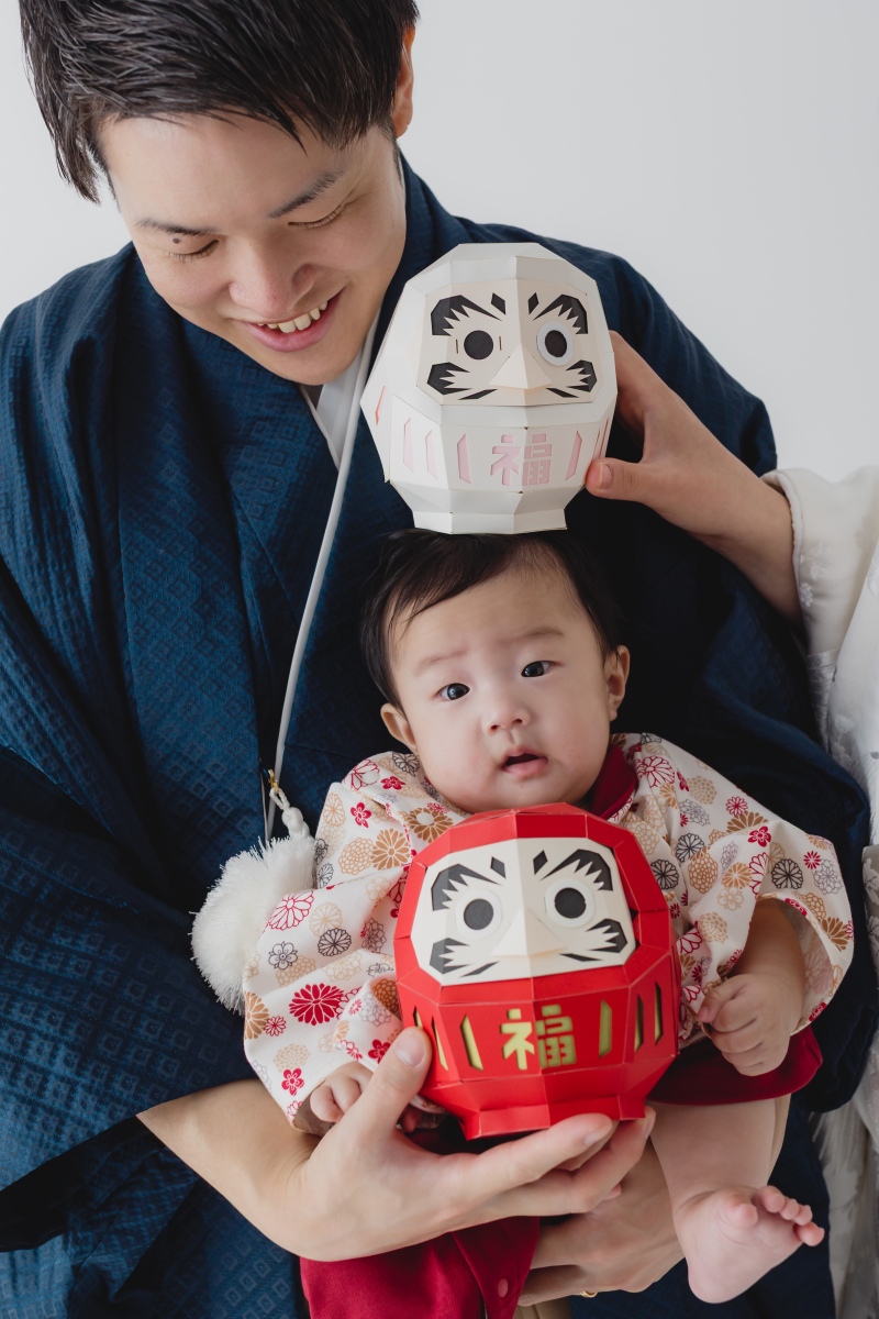 小物のだるまと同じ顔の大きさ