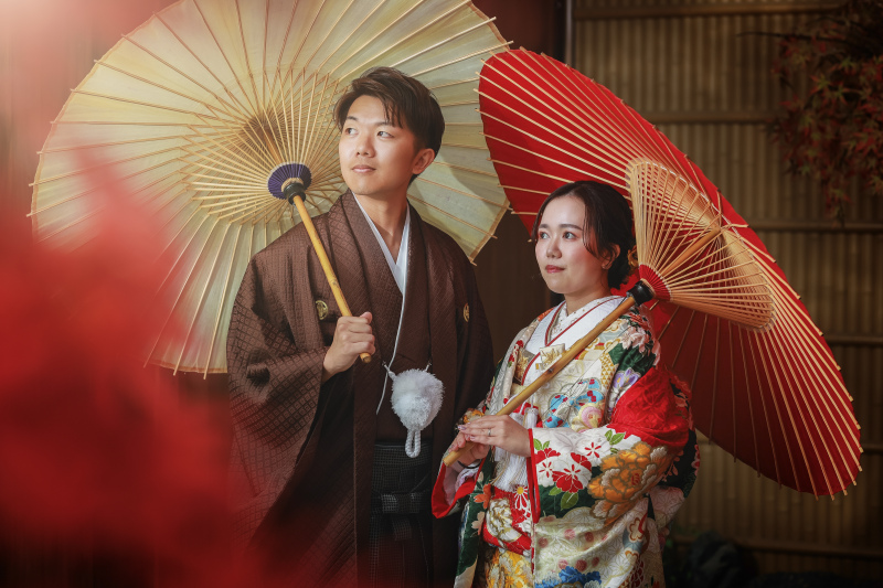 和傘×和装×紅葉