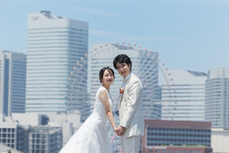 観覧車をバックに！