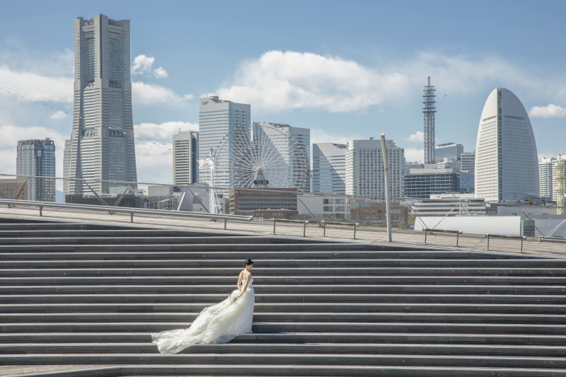 みなとみらいを背景に1