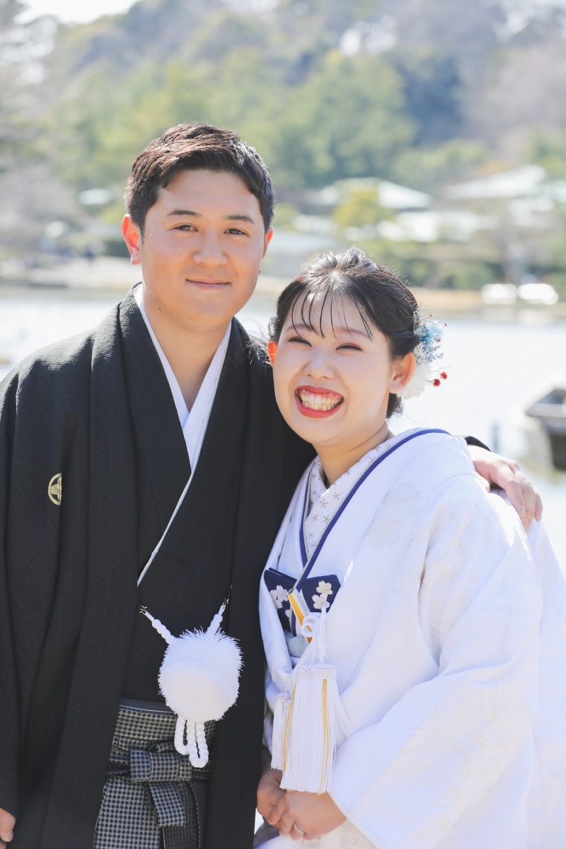 お二人でくっついて