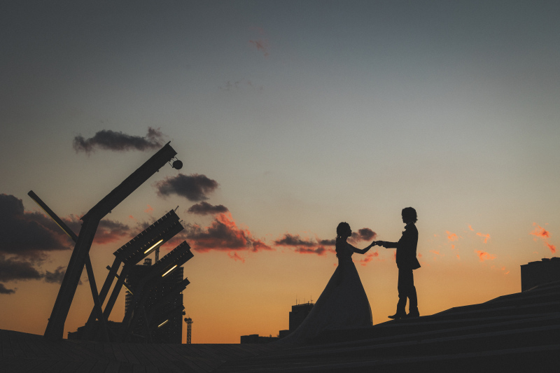 夕景からスタート