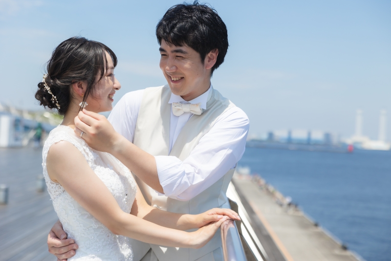 海側をバックに