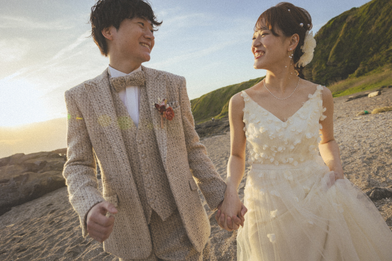 オレンジに輝く夕景の城ヶ島