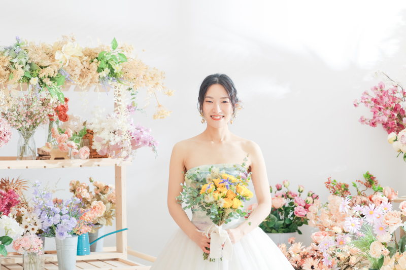 お花に囲まれて