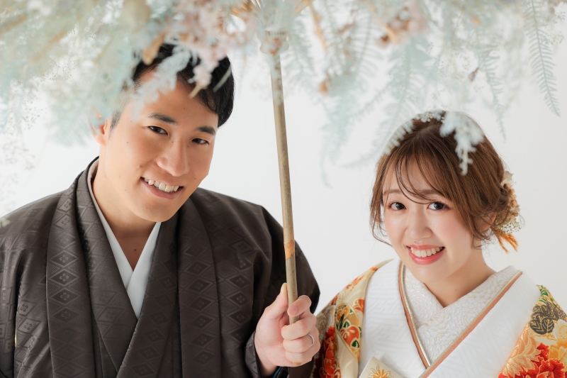 ドライフラワーの和傘を使って 2