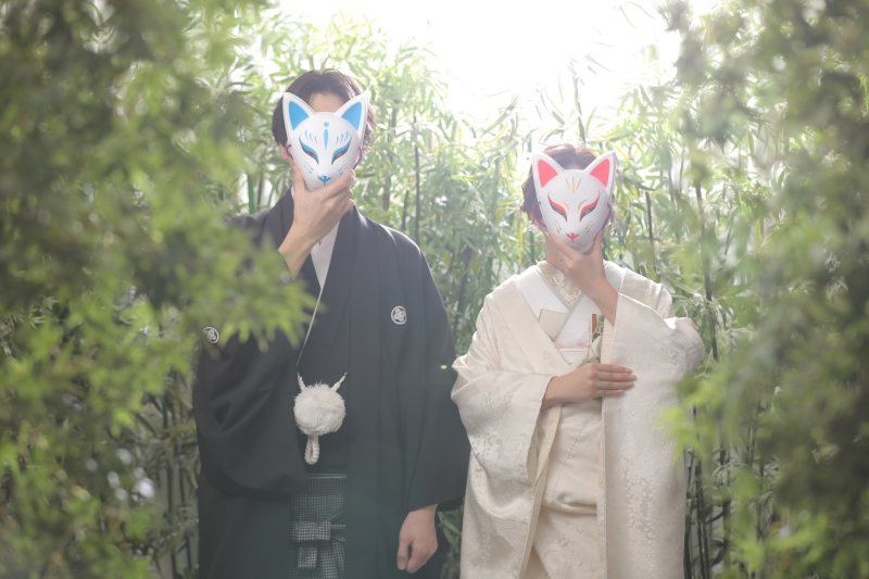 竹林の中に狐!?