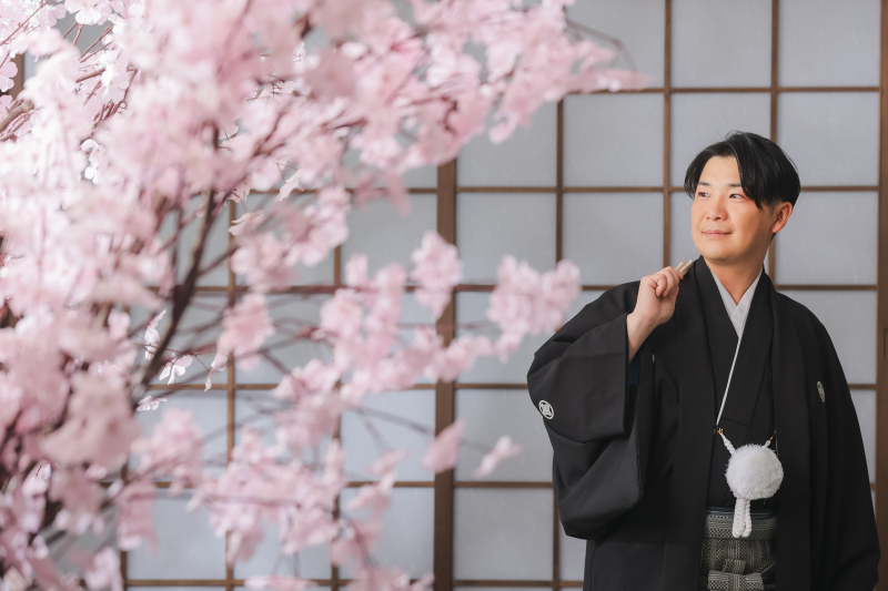 ご新郎様と桜