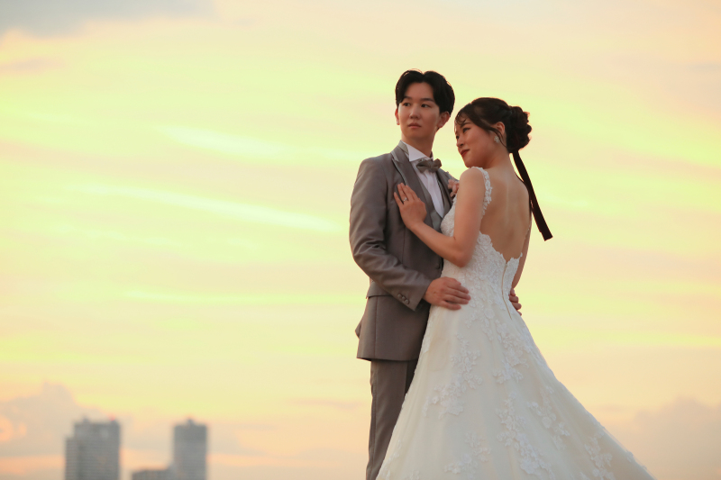 二人でグッと近づいて