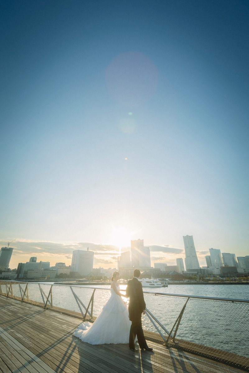 大さん橋で夕陽から撮影