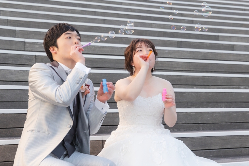 シャボン玉で遊んだり