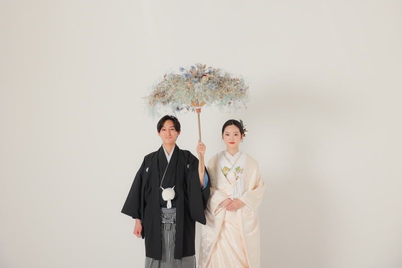 ドライフラワーの和傘