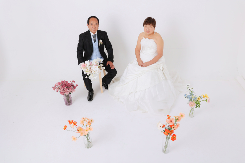 お花に囲まれて