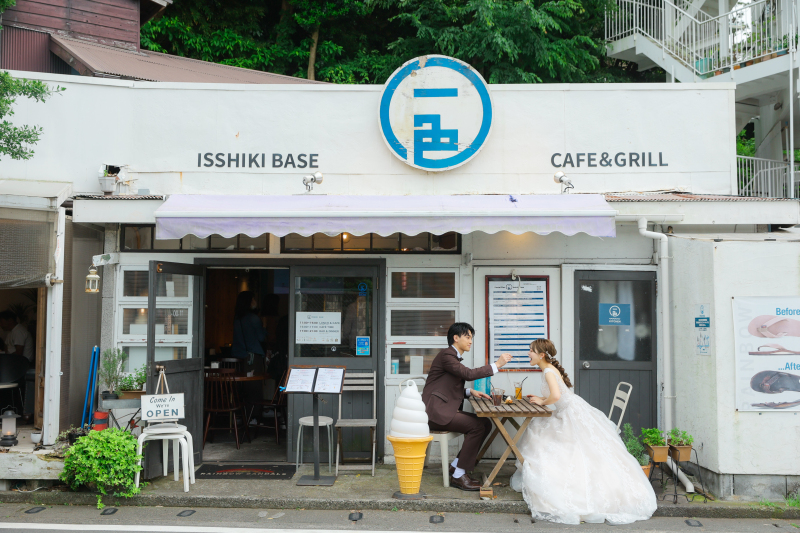 カフェ前で一息