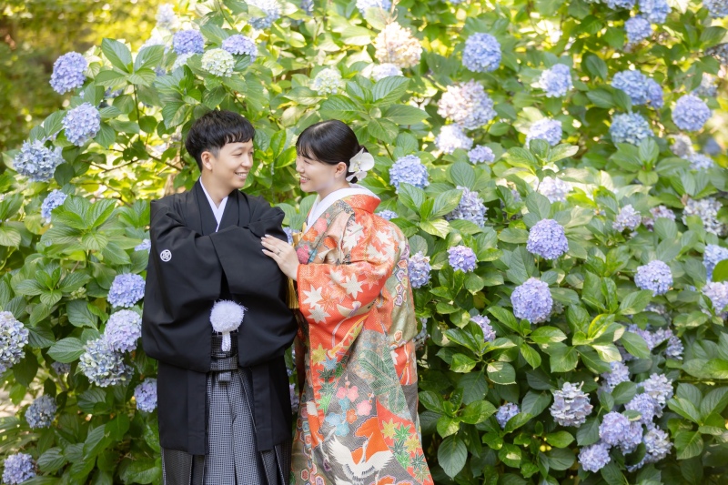 満開の紫陽花に囲まれて