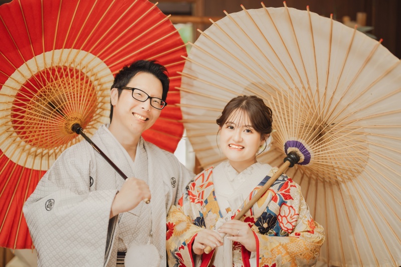 和傘を持って撮影できます