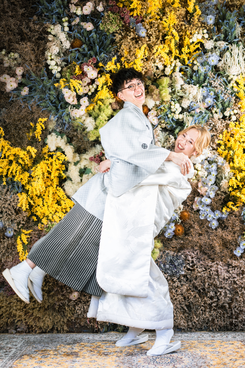 白無垢撮影＠フラワーウォール