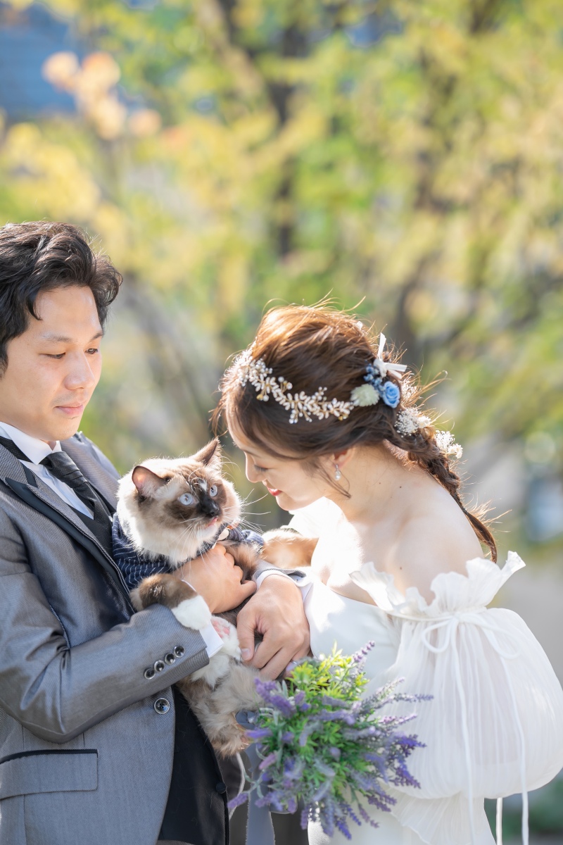 愛する家族と一緒に撮影を楽しむ