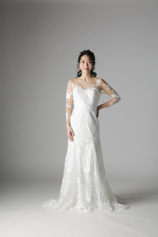 ボタニカルレース長袖マーメイド/WD01082