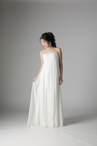 トップスギャザーホワイトビジュー/10789