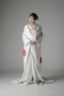 まりに扇面 赤刺繍 / WU00299