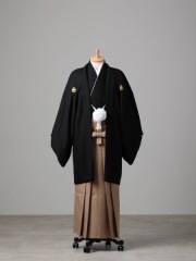 正絹黒×ベージュ