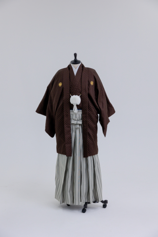 ブラウン×グレー市松