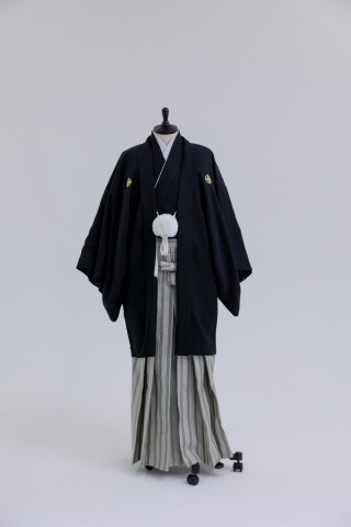 正絹黒×グレー市松