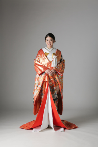 鶴 雲取文様 四季花 / IU00943