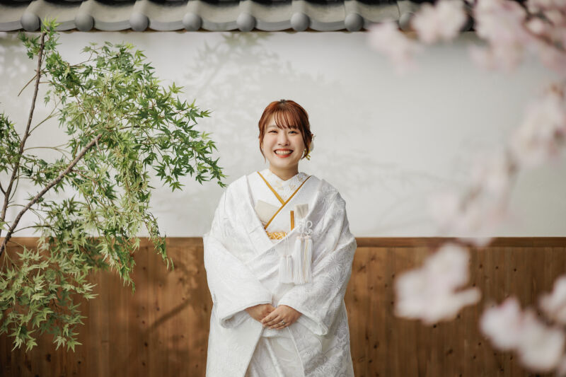 白無垢と桜で