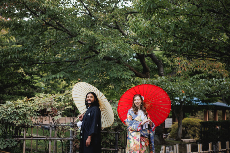 傘を使った撮影も