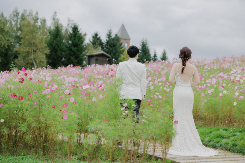 お花に囲まれて