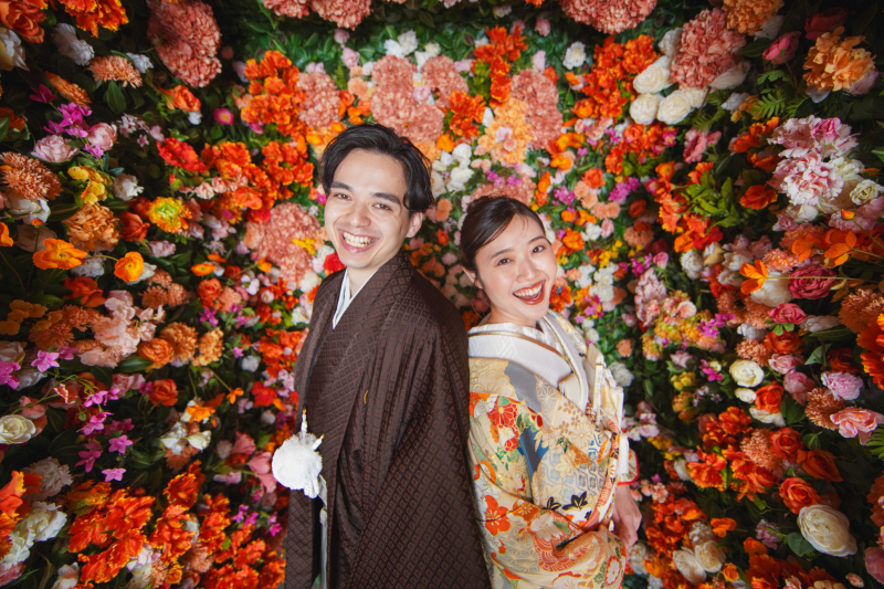 お花に囲まれて