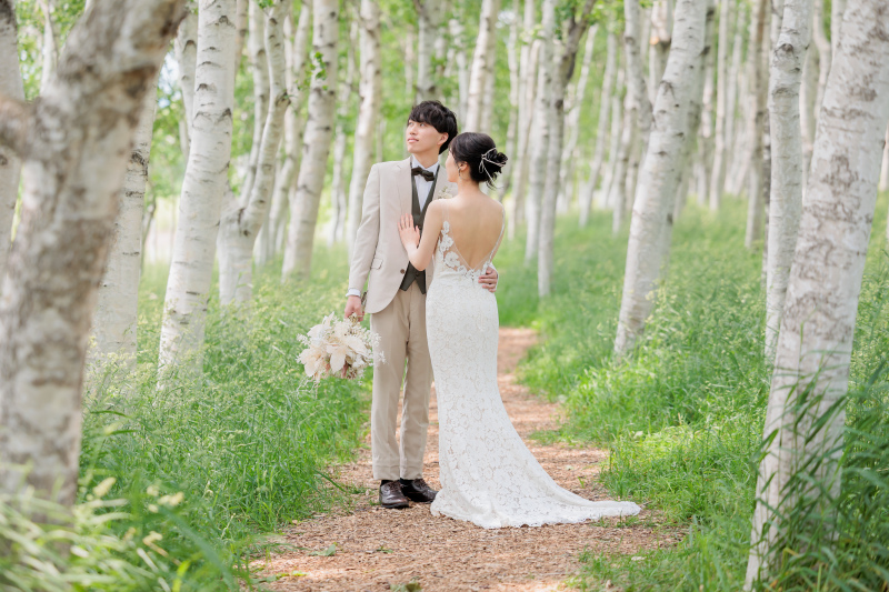  白樺林でナチュラルに