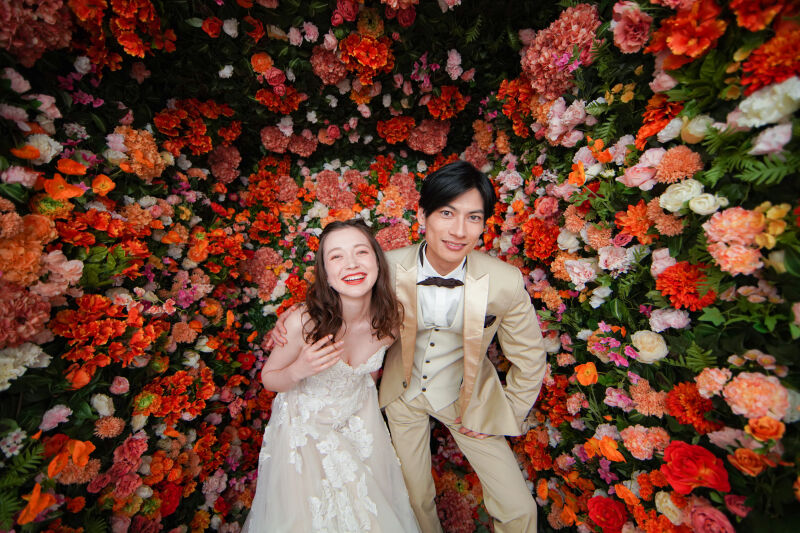 箱に敷き詰めたお花で奥行き感も楽しめる撮影を♫