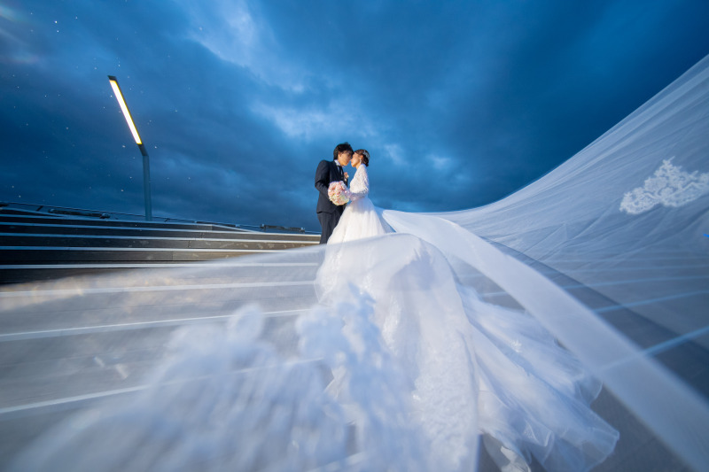 こちらも定番のロングベールショット!