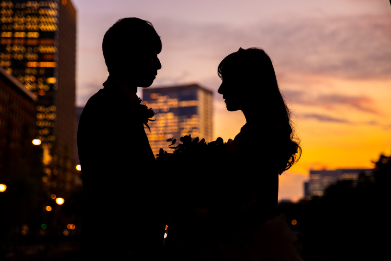 マジックアワーでシルエット撮影♪