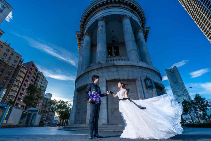 青が映える横浜での前撮り♪