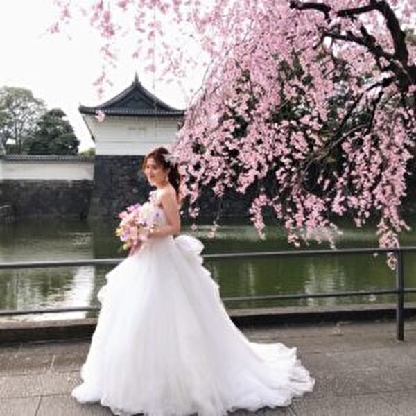 桜の木下で撮影スタート!