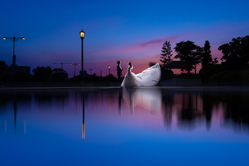 定番のリフレクションショット!