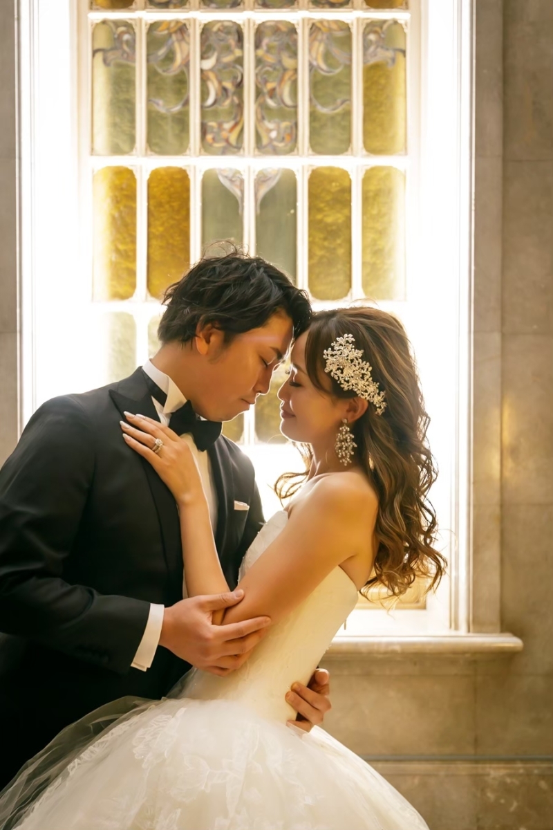 おでこコツンショットお二人の柔らかい表情がとってもステキです