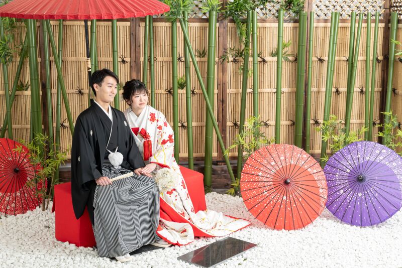 スタジオの日本庭園セット